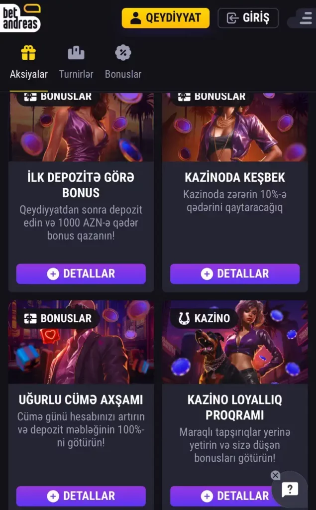 BetAndreas Mobil Bonus Təklifləri